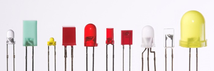 An assortment of LED bulbs of different shapes and sizes