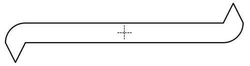 2D outline of an ion wind rotor showing the pointed tips and a cross marking the center