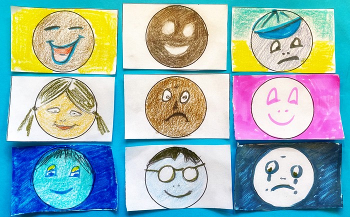 Examples of happy and sad faces used for machine learning project
