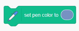 Cropped screenshot of a set pen color block in the program Scratch