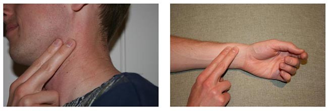 Checking pulse on your neck or arm