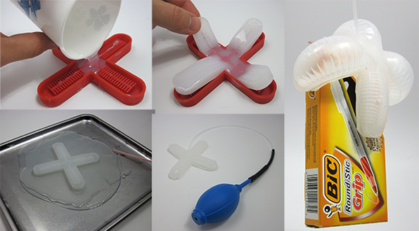 Images showing process of making soft rubber robotic gripper