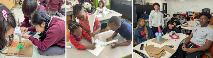 Examples of teams working on Rocket Catcher Challenge