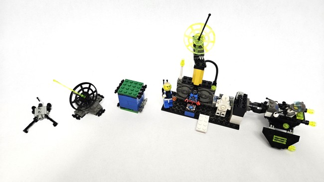 assorted small spacecraft made from LEGO bricks