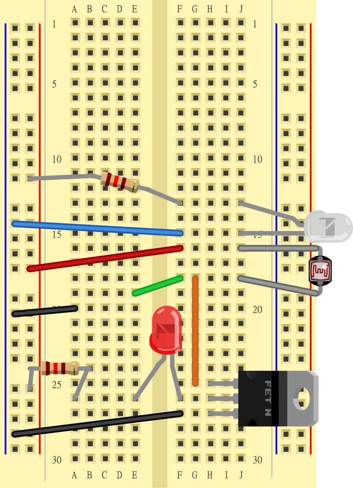 20 Omega resistor from (+) bus to A26.