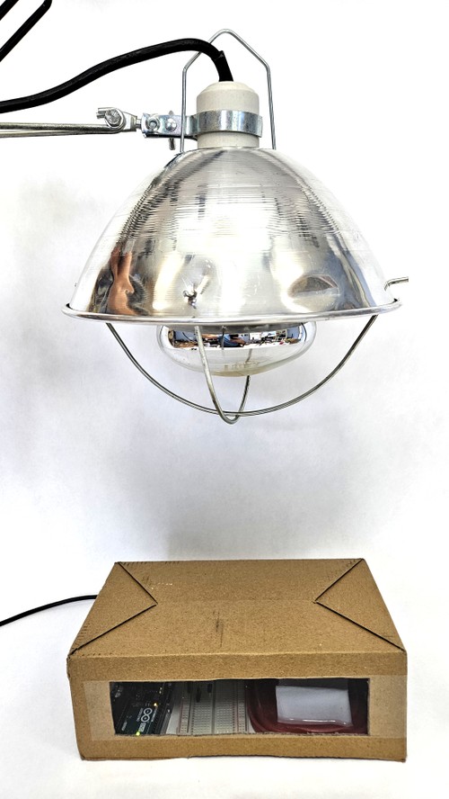 heat lamp mounted above box