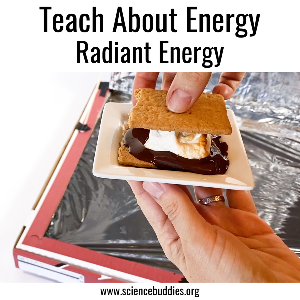 Smores being made in a solar oven made from a pizza box to explore radiant energy - part of Energy Collection at Science Buddies