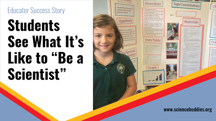 Student with project display board from Waimea Country School science fair