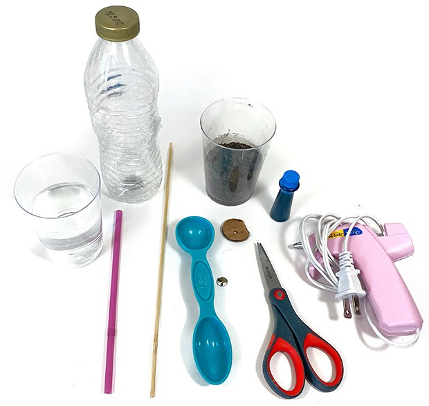 Materials needed for the Build a Bottle Centrifuge activity.