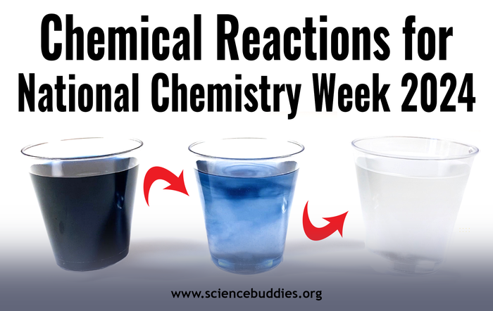 Three cups showing Iodine clock reaction / Part of National Chemistry Week project roundup on chemical reactions