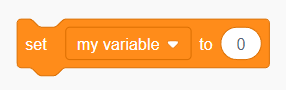 Screenshot of a set variable block in the program Scratch