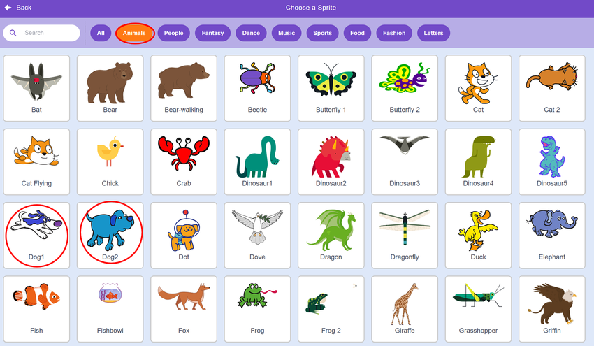 Screenshot shows a new sprite being uploaded in the program Scratch