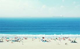 People on a beach during a clear day