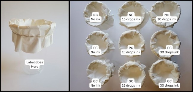 Prepared activated carbon conditions for each ink concentration