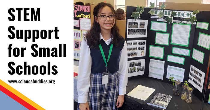 STEM Support for Small Schools - Student with Project Display Board