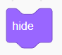 Screenshot of a hide block in the program Scratch