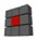A three-by-three grid of cubes with the center cube highlighted in red
