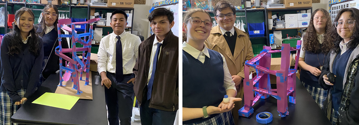 Students doing the 2026 Ball Run Engineering Challenge