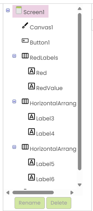 components renamed in components pane