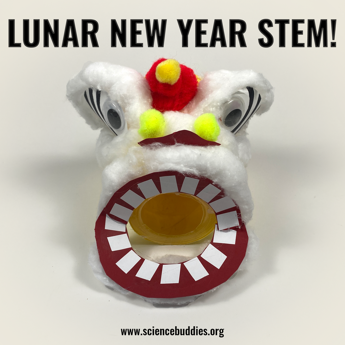 A Chinese lion-themed vortex air canon, part of Lunar New Year STEM Collection at Science Buddies