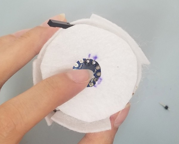 Trimmed Felt Piece A as size reference against base. 