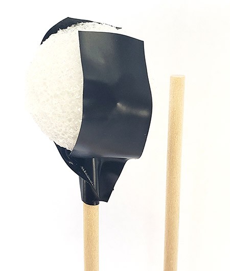Styrofoam ball taped to top of dowel