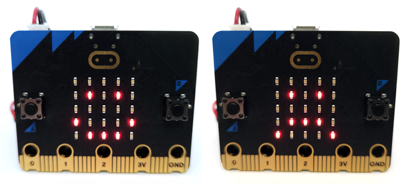 micro:bit kit - micro:bit devices showing smile and frown expressions