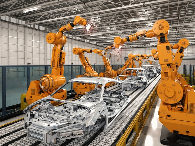 robot on car assembly line 