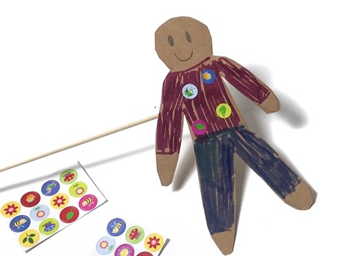 Decorated cardstock puppet.