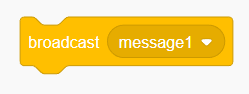 Screenshot of a broadcast block in the program Scratch