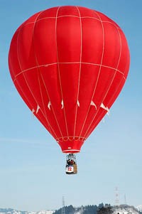 A hot air balloon in flight