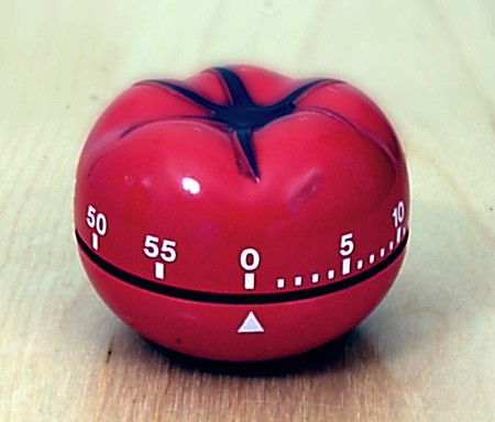 a tomato-shaped kitchen timer 