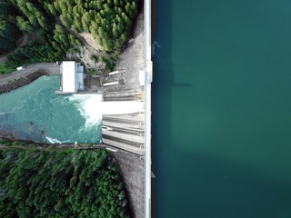water gate open, aerial view