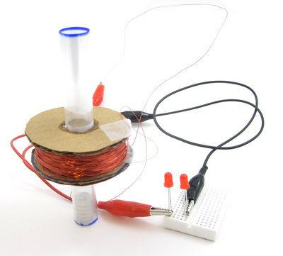 Experimental setup for human-powered, shake it up, generator