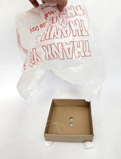 cardboard box lander with plastic bag parachute