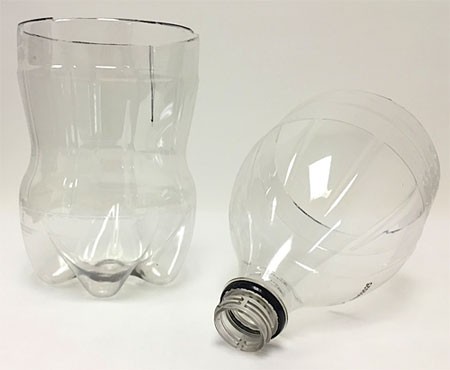 Soda bottle cut in half