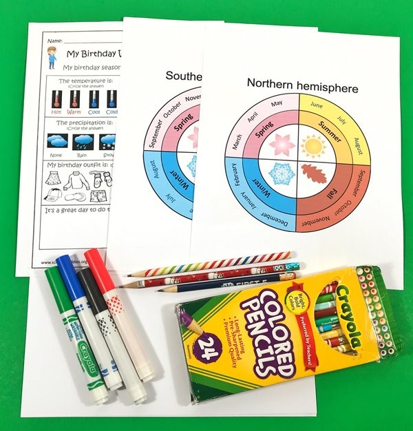 Materials for birthday  season lesson plan 