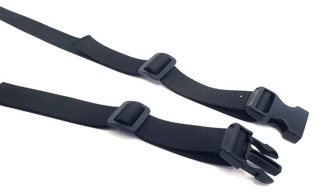 Strap with a buckle and adjustment clip attached to its two ends 