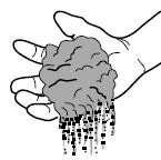 Drawing of loose soil spilling out of a cupped hand