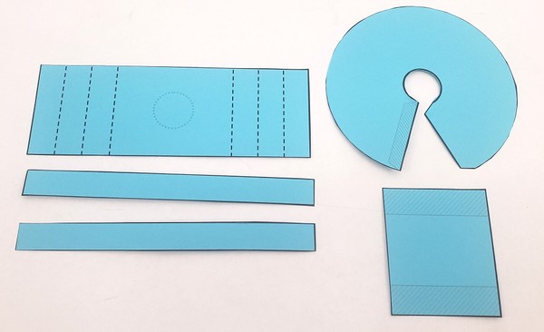 paper speaker template pieces after being cut out