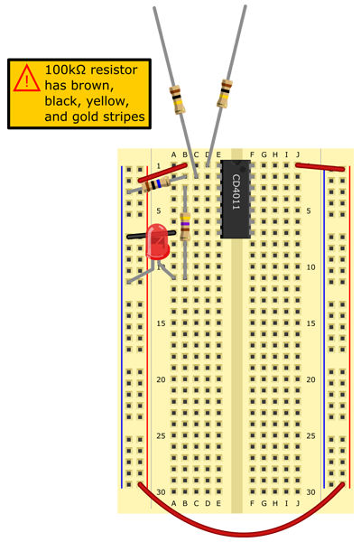 100 kΩ resistor to D1  
