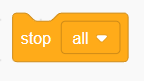 Screenshot of a stop all block in the program Scratch