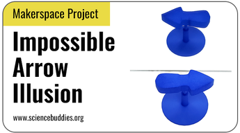 Makerspace STEM: Impossible arrow illusion 3D printed arrow in front of a mirror so you see its reflection as well