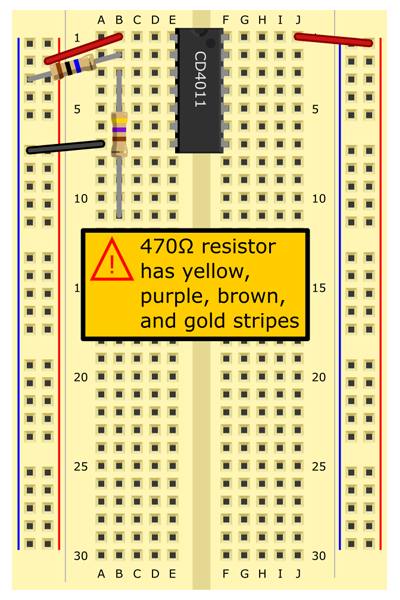 10 MΩ resistor (brown, black, blue, gold stripes) 