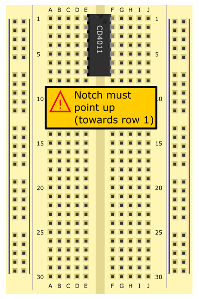 Insert 4011 NAND gate into rows 1-7
