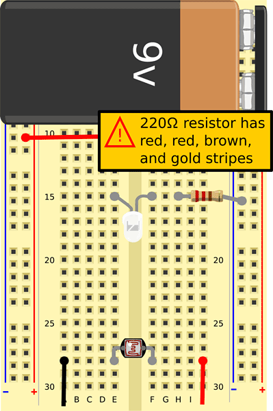 Connect a 220Ω resistor