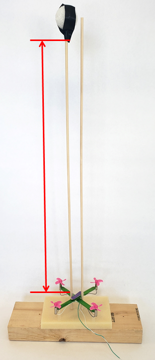 Arrow marking the vertical distance the drone will travel