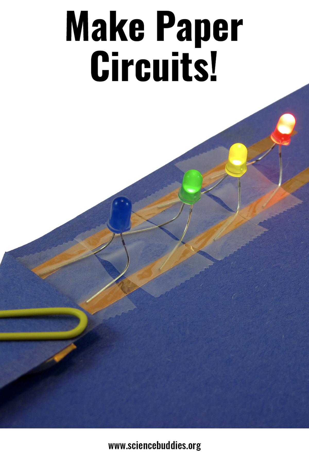A series of LEDs in a paper circuit - part of Paper Circuits Science Collection at Science Buddies