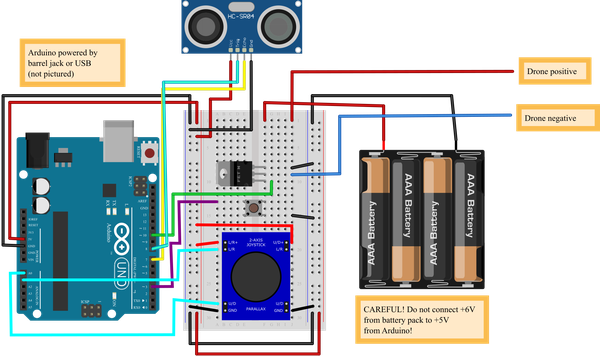 breadboard diagram for altitude control circuit with joystick