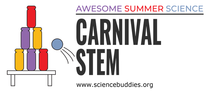 Pyramid of bottles with a ball being thrown at it - Carnival STEM Week 9 of Awesome Summer Science with Science Buddies